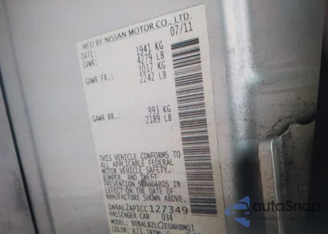 2012 Nissan Altima 2.5 Sl from USA, damaged, VIN 1N4AL2AP1CC127349